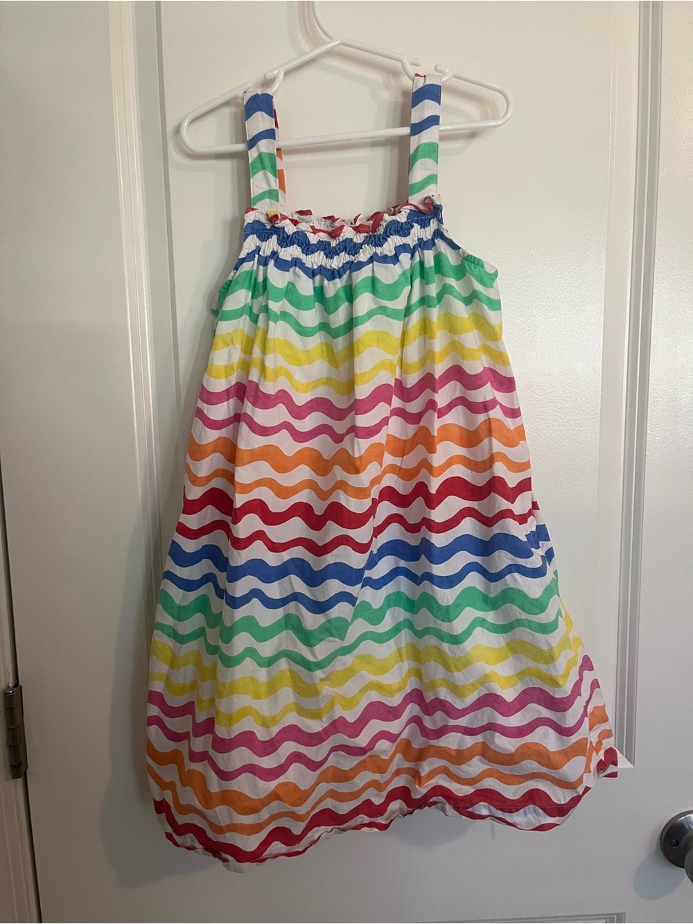 Girls Rainbow Wavy Stripe Sundress